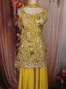 Sunshine Yellow Floral Sequin and Thread Embroidered Design Georgette Palazzo Suit with Choker Dupatta