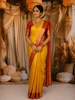 Sunshine Yellow Vaira Oosi Kattam Zari Woven Design Pure Kanchipuram Silk Saree with Contrast Zari Border