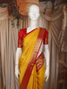 Sunshine Yellow Vaira Oosi Kattam Zari Woven Design Pure Kanchipuram Silk Saree with Contrast Zari Border
