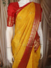 Sunshine Yellow Vaira Oosi Kattam Zari Woven Design Pure Kanchipuram Silk Saree with Contrast Zari Border