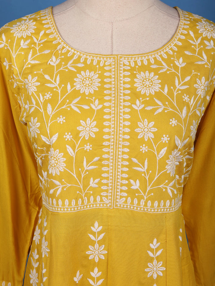Sunshine Yellow Embroidered Cotton Salwar Suit - Diadem