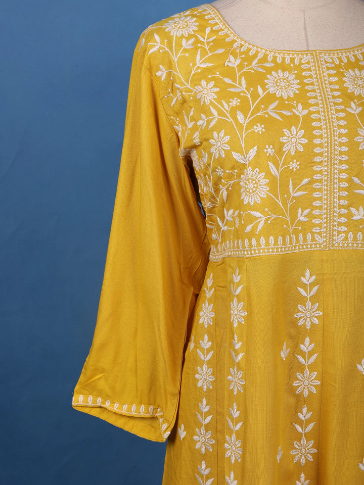 Sunshine Yellow Embroidered Cotton Salwar Suit - Diadem