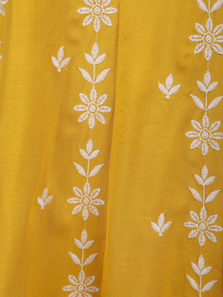 Sunshine Yellow Embroidered Cotton Salwar Suit - Diadem