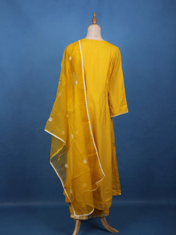 Sunshine Yellow Embroidered Cotton Salwar Suit - Diadem