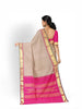 Beige Pure Kanchipuram Bridal Silk Saree with Checks Design on the body and Contrast Zari Border