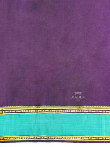 Light Purple Pure Kanchipuram Silk Saree with Horizontal Stripes on the body with Zari Border - Diadem