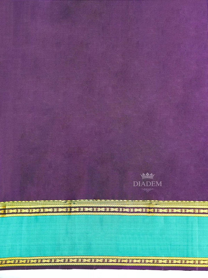 Light Purple Pure Kanchipuram Silk Saree with Horizontal Stripes on the body with Zari Border - Diadem