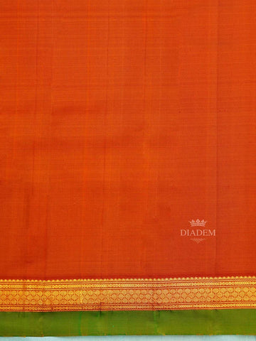 Mustard Yellow Pure Kanchipuram Pattu Saree with Plain body and Double color Zari Border - Diadem