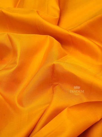 Mustard Yellow Pure Kanchipuram Pattu Saree with Plain body and Double color Zari Border - Diadem