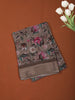 Taupe Brown Floral Printed Design Chiffon Casual Saree with Striped Border