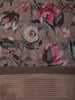 Taupe Brown Floral Printed Design Chiffon Casual Saree with Striped Border