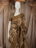 Taupe Brown Floral Woven Design Pure Tussar Saree with Solid Border