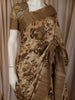 Taupe Brown Floral Woven Design Pure Tussar Saree with Solid Border