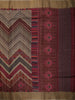 Taupe Brown Geometric Woven Design Pure Tussar Saree with Contrast Border