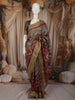 Taupe Brown Geometric Woven Design Pure Tussar Saree with Contrast Border