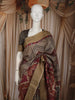 Taupe Brown Geometric Woven Design Pure Tussar Saree with Contrast Border