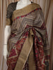 Taupe Brown Geometric Woven Design Pure Tussar Saree with Contrast Border
