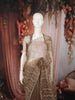 Taupe Brown Heavy Stone Embellished Design Pure Organza Party Wear Saree with Designer Border
