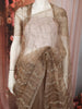Taupe Brown Heavy Stone Embellished Design Pure Organza Party Wear Saree with Designer Border