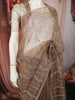 Taupe Brown Heavy Stone Embellished Design Pure Organza Party Wear Saree with Designer Border