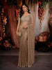 Taupe Brown Heavy Stone Embellished Design Pure Organza Party Wear Saree with Designer Border