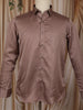 Taupe Brown Solid Woven Design Satin Party Wear Full Sleeve Men Shirt