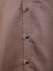 Taupe Brown Solid Woven Design Satin Party Wear Full Sleeve Men Shirt