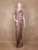 Taupe Brown Striped Design Semi Tussar Silk Saree