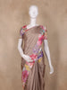 Taupe Brown Striped Design Semi Tussar Silk Saree