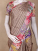 Taupe Brown Striped Design Semi Tussar Silk Saree