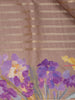 Taupe Brown Striped Design Semi Tussar Silk Saree