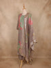 Taupe Floral Printed and Sequins Embroidered Tissue Silk Salwar Suit with Dupatta
