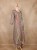 Taupe Floral Printed and Sequins Embroidered Tissue Silk Salwar Suit with Dupatta