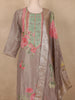 Taupe Floral Printed and Sequins Embroidered Tissue Silk Salwar Suit with Dupatta