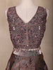 Taupe Grey Floral Design Organza Lehenga