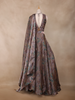 Taupe Grey Floral Design Organza Lehenga