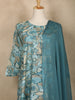 Teal Blue Abstract Floral Printed Cotton Salwar Suit with Dupatta