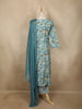 Teal Blue Abstract Floral Printed Cotton Salwar Suit with Dupatta