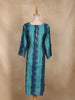 Teal Blue Abstract Printed Cotton Kurti