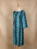 Teal Blue Abstract Printed Cotton Kurti