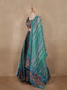 Teal Blue Abstract Printed Design Organza Lehenga with Dupatta