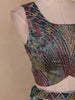 Teal Blue Abstract Printed Design Organza Lehenga with Dupatta