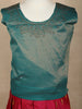 Teal Blue And Dark Pink Floral Zari Woven Raw Silk Pattu Pavadai With Dupatta