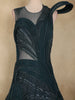 Teal Blue Beads Embellished Cascade Couture Design Net Party Wear Gown