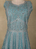 Teal Blue Beads and Sequins Embroidered Design Net Bridesmaid Gown