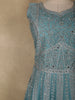 Teal Blue Beads and Sequins Embroidered Design Net Bridesmaid Gown