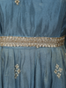 Teal Blue Beads and Zari Embroidered Design Semi Silk Gown with Dupata