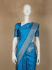 Teal Blue Bird Design Raw Silk Saree - Diadem
