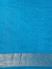 Teal Blue Bird Design Raw Silk Saree - Diadem