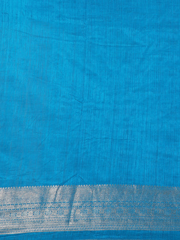 Teal Blue Bird Design Raw Silk Saree - Diadem